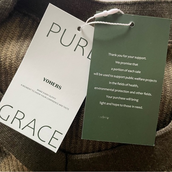 Yohers Olive Camo Knit V-Neck Fringe Hem Bodycon Dress Midi Camoflauge Small NWT - Picture 9 of 10